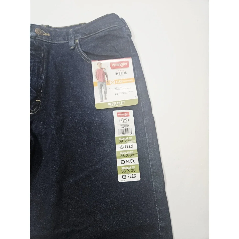 NEW Wrangler Men's Five Star Blue Jeans Size 36x30‎ Regular Fit Denim 5 Pocket